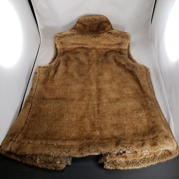 Vintage Y2K Womens Brown Faux Rabbit Fur Vest M - Picture 8 of 9